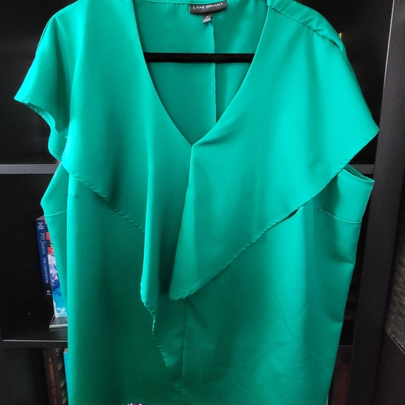 Lane Bryant Green Capped Sleeve Dress Shirt - Picture 1 of 2